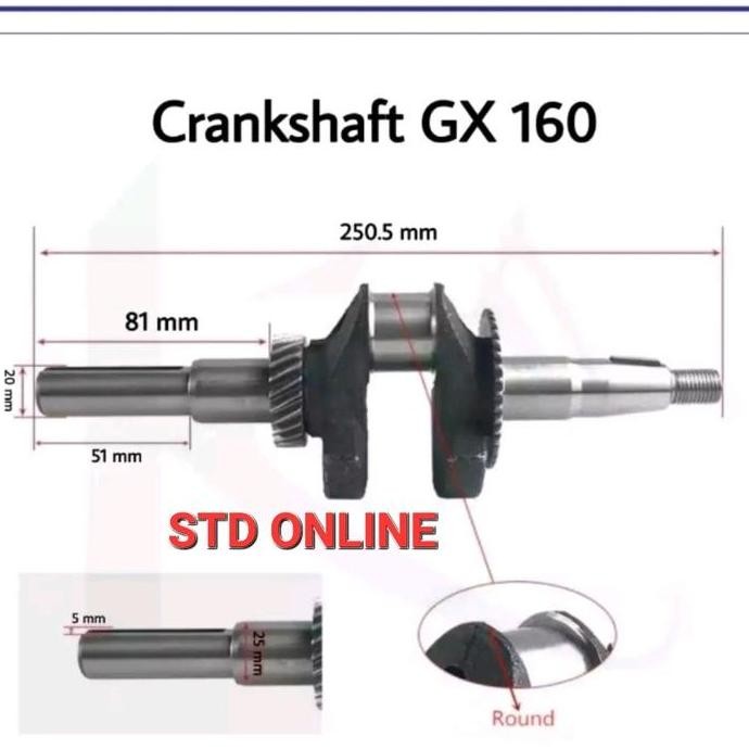 GX160 CRANKSHAFT AS KRUK MESIN GX 160