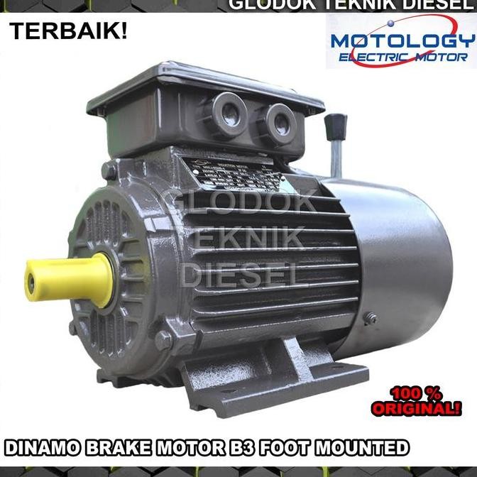 Brake Electric Motor 4 Pole 3 Phase 3 Hp 2,2 Kw Motology Jerman