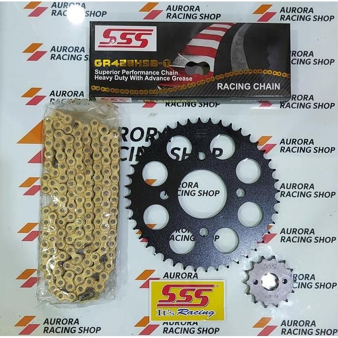 Gear Set Sss Black Cbr 150 R Cb 150 R Sonic & Rantai Sss 428 Hsbt Gold