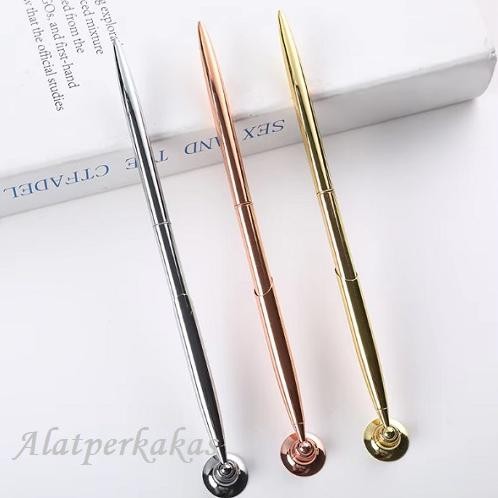 

Pulpen Meja Counter Stainless Steel Plus Dudukan Standing Holder Pen Bracket Rose Gold Silver Chrome DiM