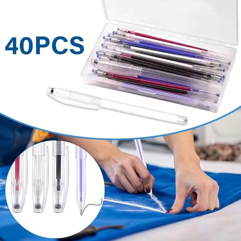 

40pcs Pen Heat Erasable Bolpen Jahit Pen Penanda Kain Erasable Pen Bolpoin Kain Pulpen Jahit Untuk Spidol Marker Kain Kulit DiM