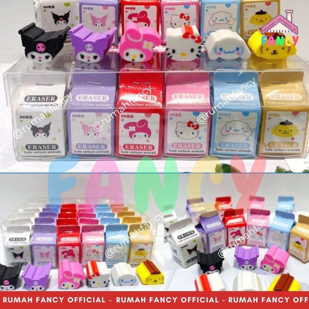

[1 BOX ISI 36 PCS] Stip Penghapus Lucu Bentuk Kotak Susu ERMD 113 4 IN 1 PENGHAPUS PENSIL KARAKTER SNR SERIES / ERASER LUCU MINI DiM