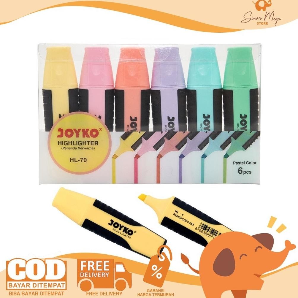 

Joyko Highlighter HL-70 Penanda Berwarna Pastel Color 1 SET Isi 6 Pcs Lucu Unik Murah DiM