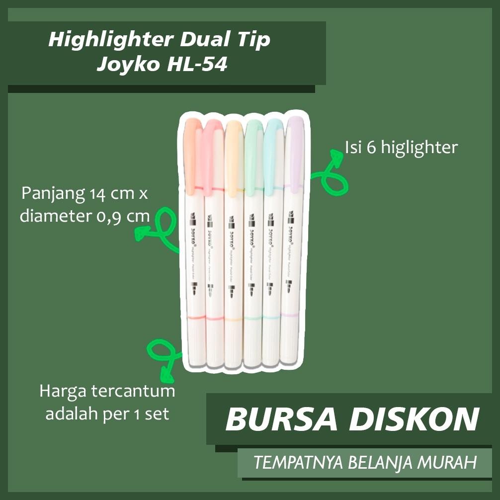 

Highlighter Dual Tip Joyko HL-54 Stabilo Pastel Textliner Penanda Textlighter DiM
