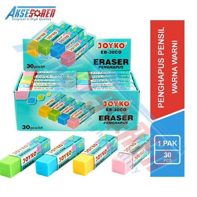 

Penghapus Pensil Besar Joyko [EB-30CO/30 pcs] / Stip 2B Eraser Pencil [1 Box] DiM