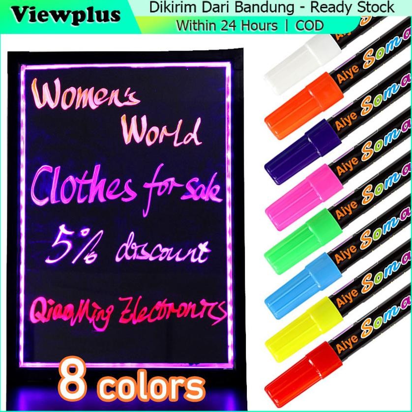 

8Pcs/Pack Spidol Blackboard Fluorescent Marker Spidol LED Writing board 7mm / Chalk Marker DiM