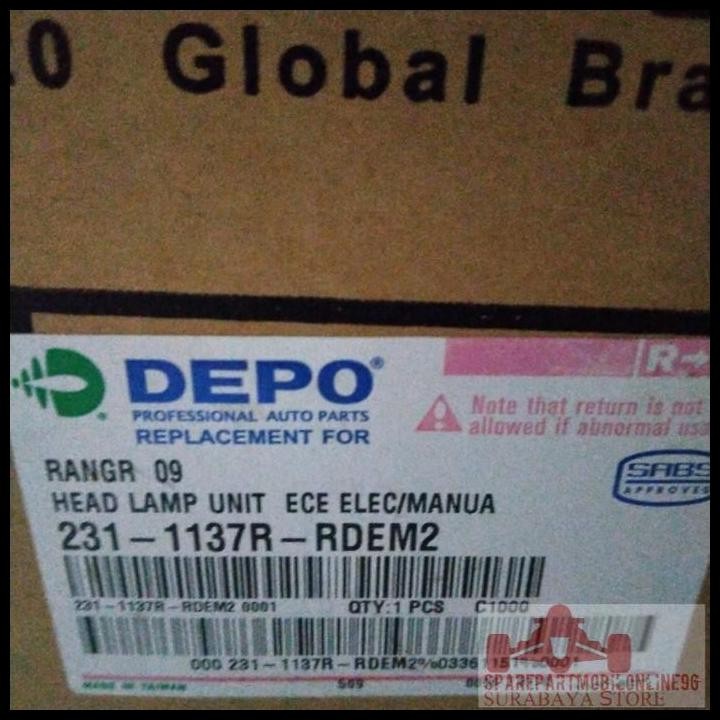 TERMURAH HEAD LAMP LAMPU DEPAN FORD RANGER 2008 2009 2010 2011 DEPO 