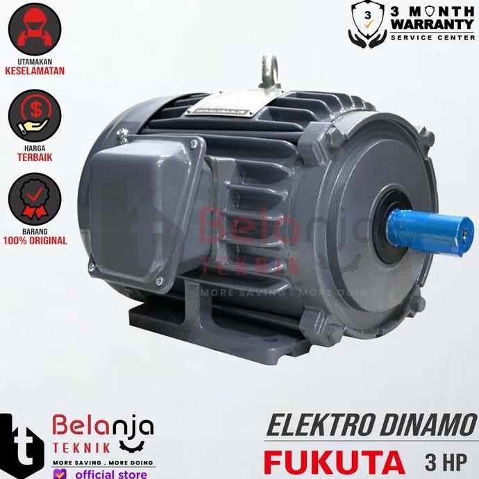 Mesin Dinamo - Electro Motor Fukuta 3 Hp 3 Phase 4 Pole