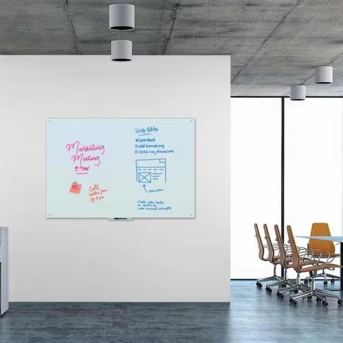 

Glassboard Gantung Magnetic Papan Tulis Kaca Magnetik Whiteboard Putih Tempel Custom EcoSave murah