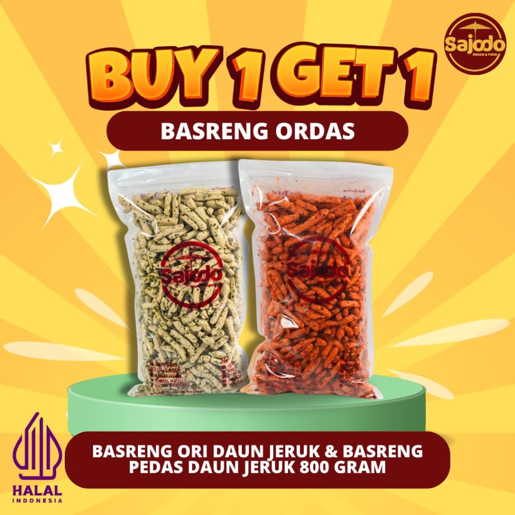 

LM (Buy 1 Get 1) Basreng Pedas 400 Gr Gratis Basreng Ori 400 Gr Sajodo Snack & Food Cemilan Makanan