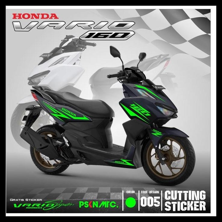 TERMURAH CUTTING STICKER NEW VARIO 160 2022 SPORTY BODY HITAM STICKER HIJAU 