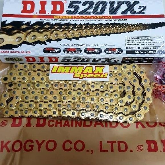 Rantai DID Japan Xring X-Ring 520VX2 520 VX2 VX 120L 120 L Gold Racing