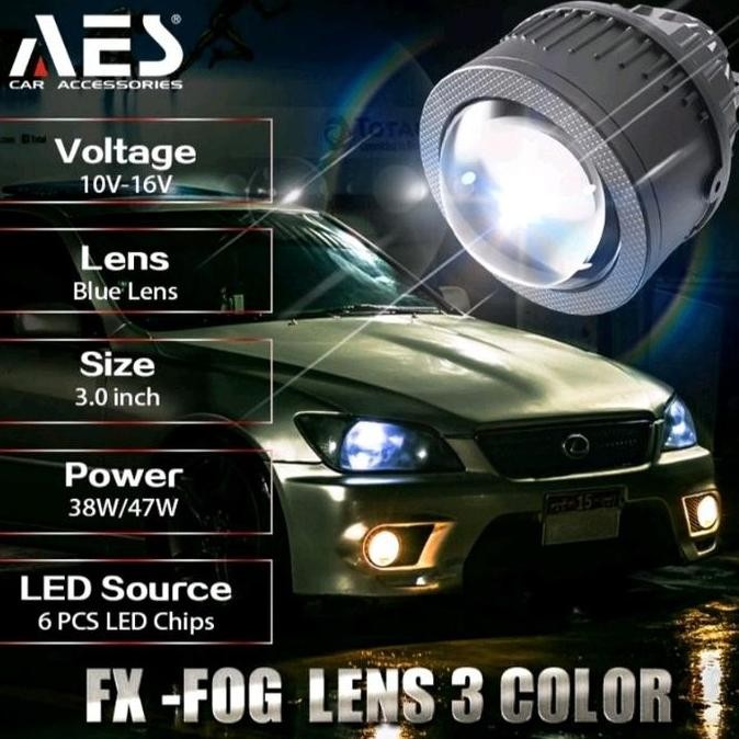 Foglamp Biled AES 3 warna 3 inch FX Blue lens sepasang