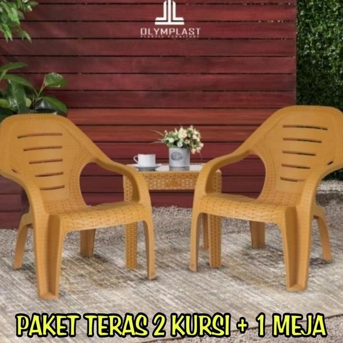 Olymplast Kursi Meja Plastik Teras Set 2 Kursi + 1 Meja Ol 509