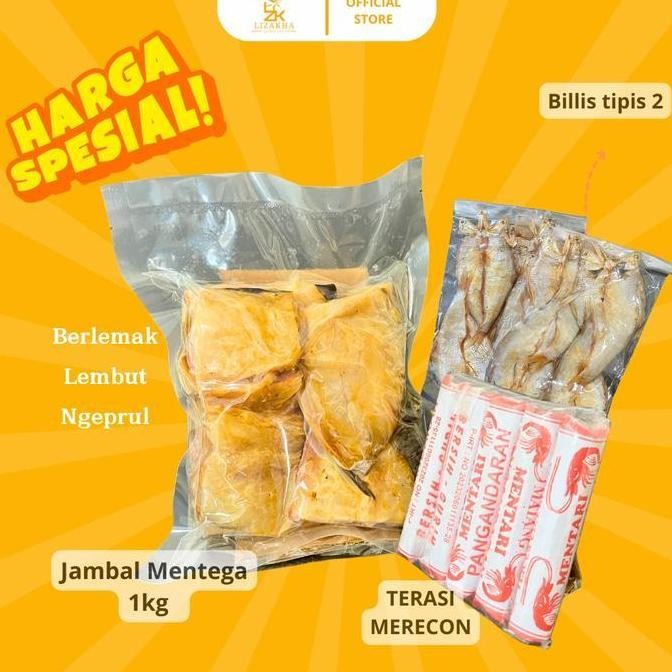 

[ Ikan Asin Jambal Mentega Ngeprul 1Kg (Basah & Ngeprul) +Billis 2+Terasi Isi 5 Asli Pangandaran