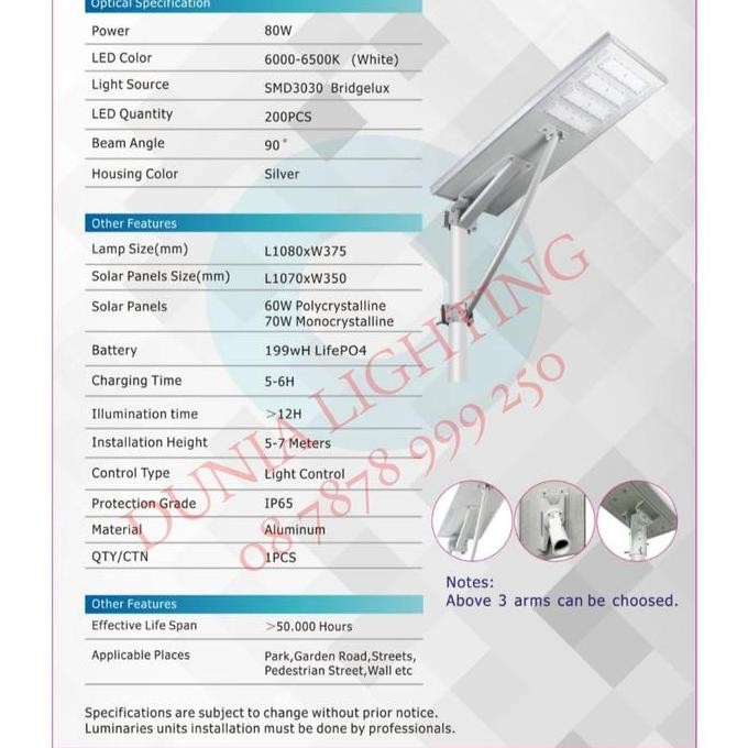 LAMPU JALAN LED SOLAR CELL 80WATT PJU TENAGA SURYA 80 WATT PANEL 80W W murah