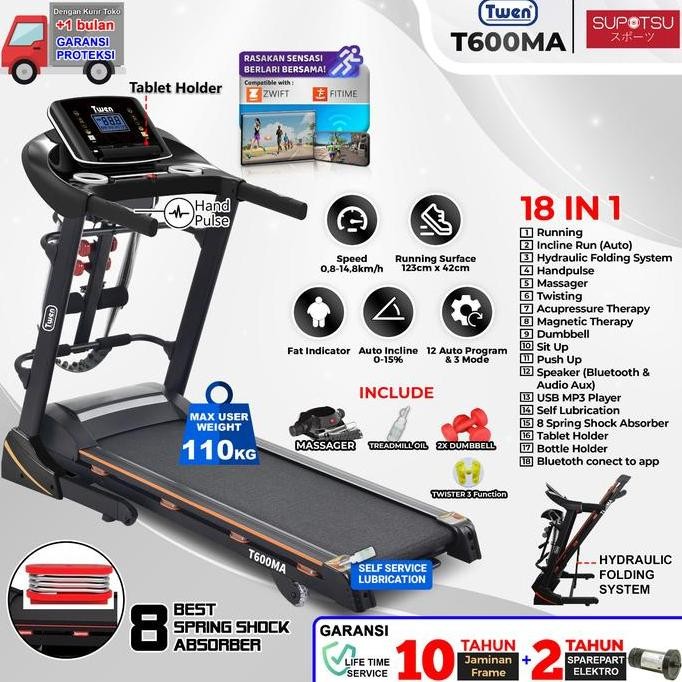 TERBARU - TWEN T600M, T600MA,T680MA, T680M, T680MT, T690M, T690M Treadmill Elektrik Listrik Multifun
