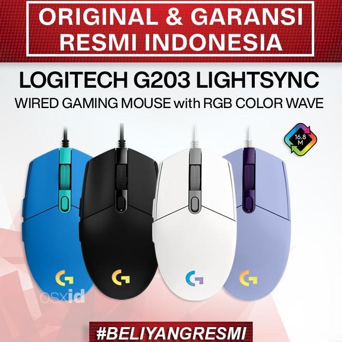 Logitech G203 Lightsync RGB Gaming Mouse - Garansi Resmi