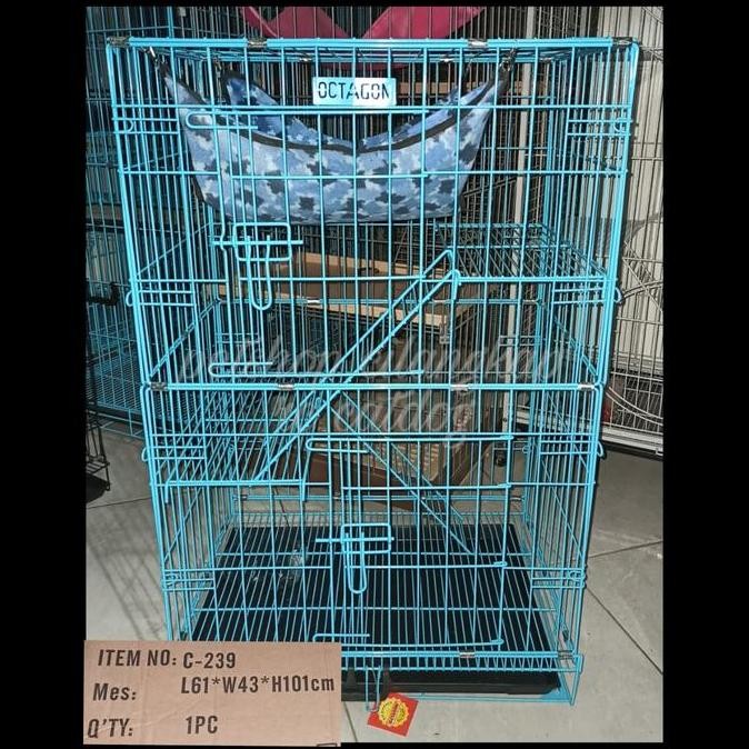 BEBAS ONGKIR - kandang kucing tingkat 2 lantai kandang octagon c-239