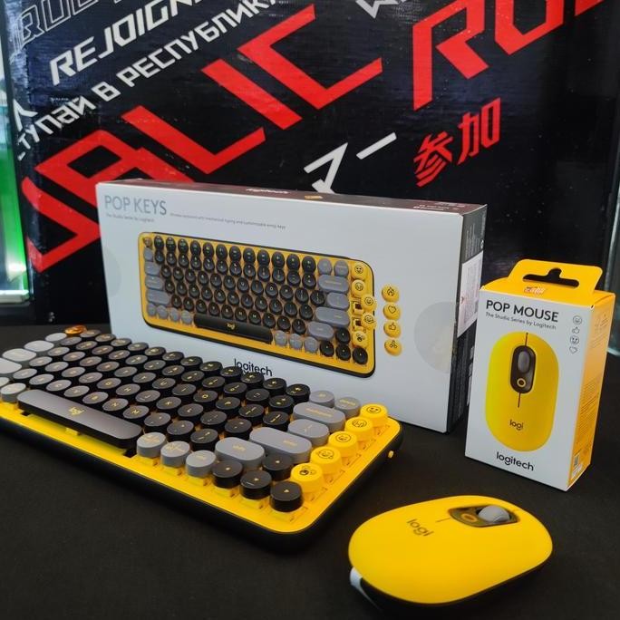 NEW Promo Package LOGITECH POP KEYS + LOGITECH POP MOUSE - YELLOW BLAST