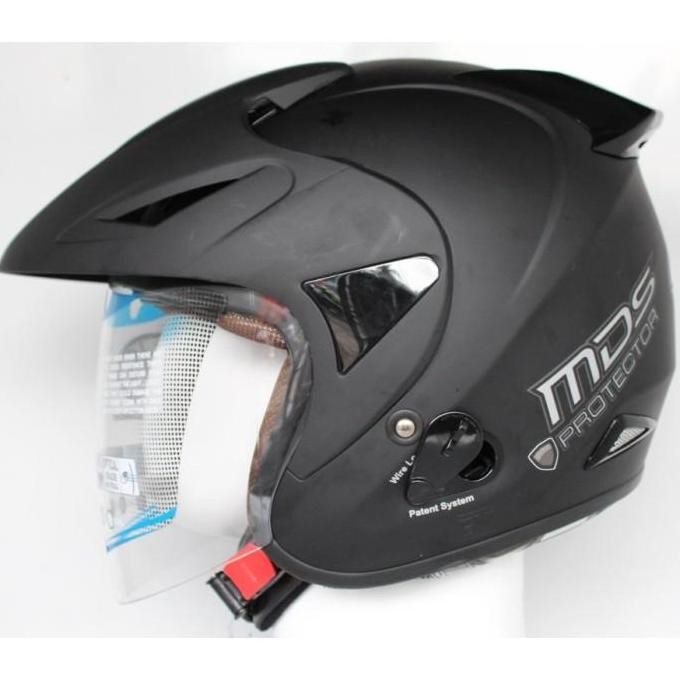 TERMURAH - Helm Half Face MDS Protector Solid - Hitam Doff