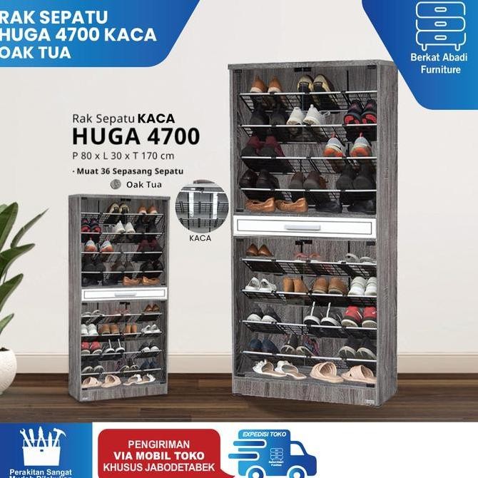 new  Nota Invoice Rak Sepatu Rak Sandal Minimalis Pintu Kaca Shoe Rack Huga 4700
