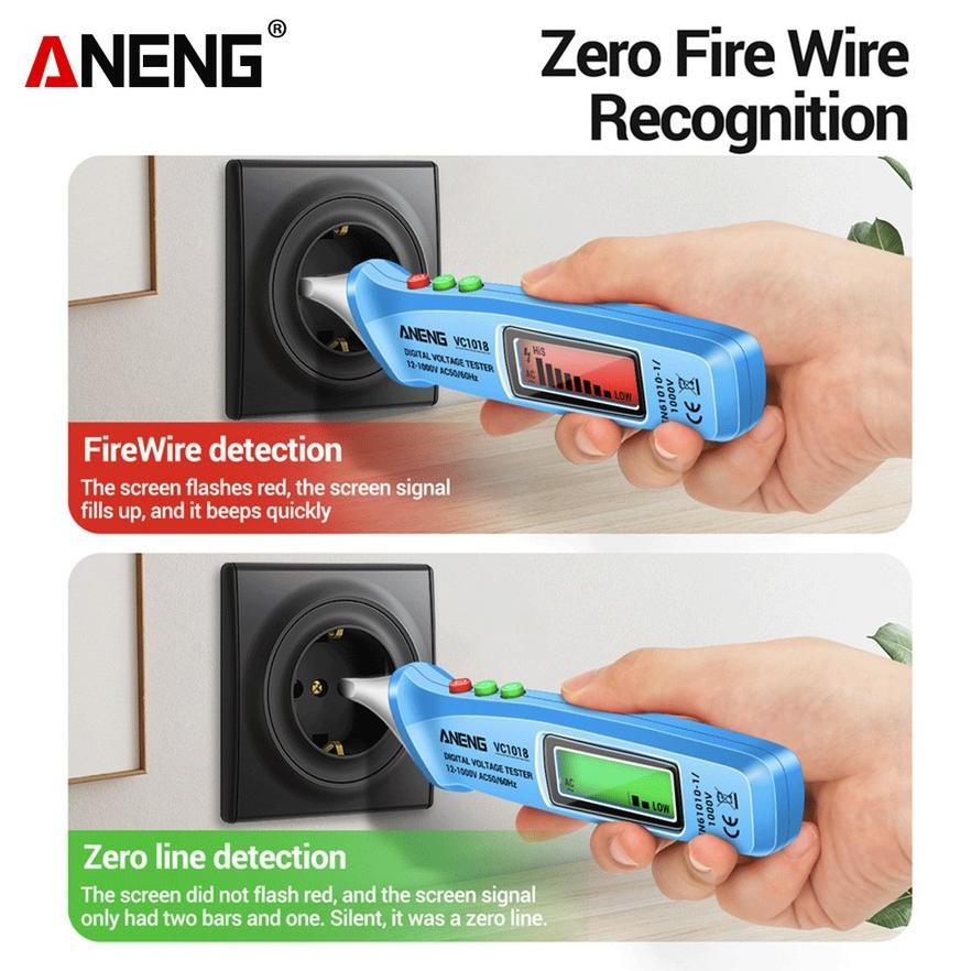 Premium (Ready) Aneng Vc1018 Alat Pendeteksi Arus Aliran Listrik Tespen Bunyi Deteksi Kabel Putus Or