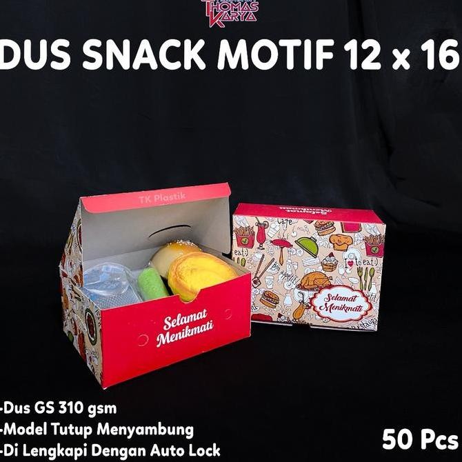 

new !!! Dus Snack 12x16 GS MOTIF 310gsm / Box Kue Roti Risoles Gorengan Motif Food