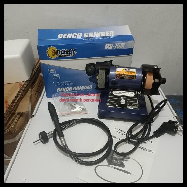 TERBARU GURINDA DUDUK 3" MD-75M BOKY / BENCH GRINDER MINI 3" SET FLEXIBLE 