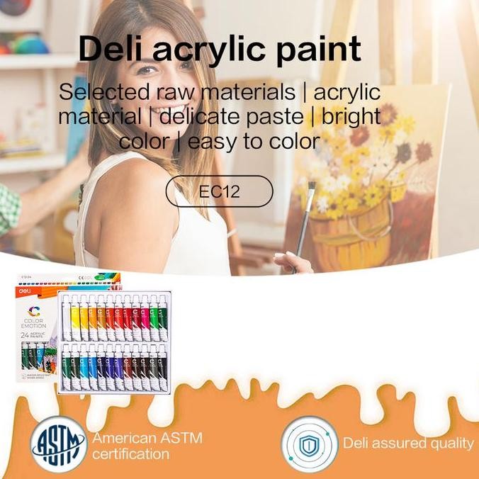 

Deli Acrylic Paint / Cat Akrilik 12/24 Warna Kemasan Kotak 12Ml Ec12
