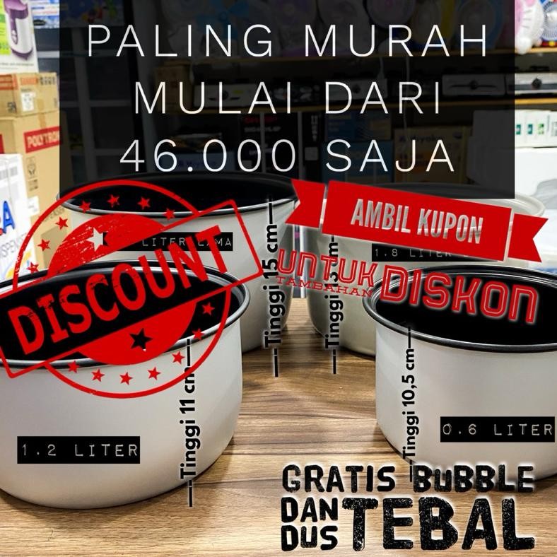 Panci Magic Com Miyako 0,6 1 1,2 dan 1,8 2 Liter ORIGINAL ADA LOGO MIYAKO Teplon rice cooker Bisa un