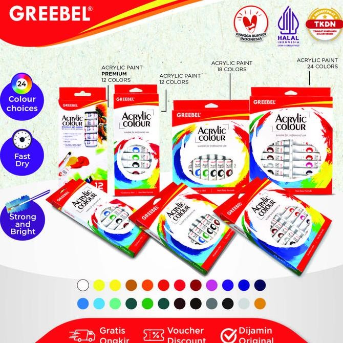 

Greebel Cat Lukis Akrilik Set 12,18 Dan 24 Warna / Cat Akrilik Kanvas Lukis Set 10 Ml (Cat Akrilik Set 10 Ml) / Acrylic Paint / Canvas Paint Acrylic Color 10 Ml
