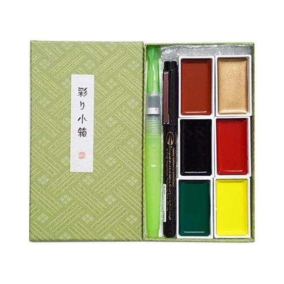 

Watercolor Irodori Kobako Green Gansai Tambi 6 Colors