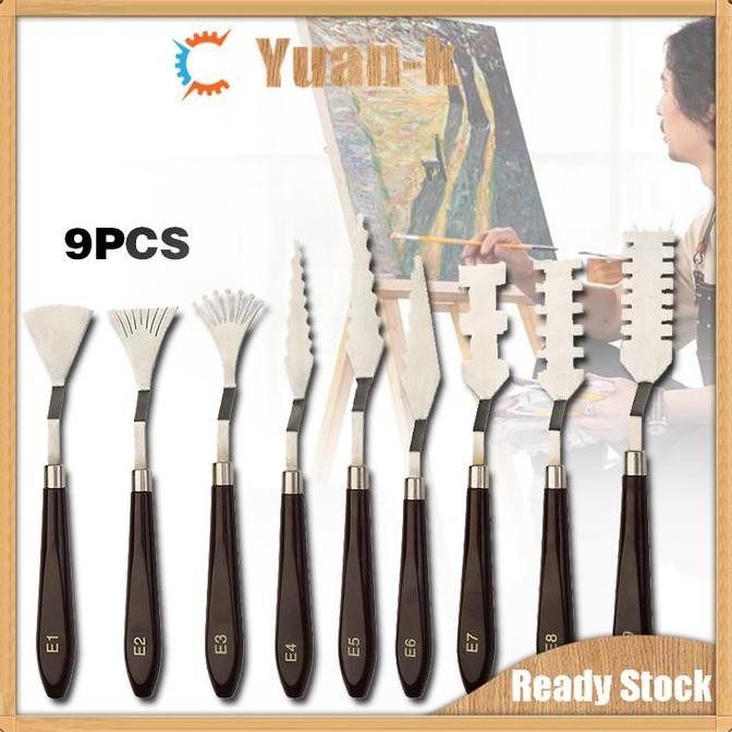 

9Pcs Palette Knife Palette Pisau Spatula Lukis Painting Knife Pisau Palet Pisau Lukis Art Tool Paint Chef