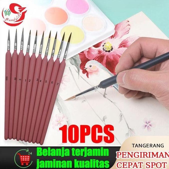 

10Pcs Kuas Lukis Cat Air Bulu Serigala/Pen-Type Watercolour Wolf Hair