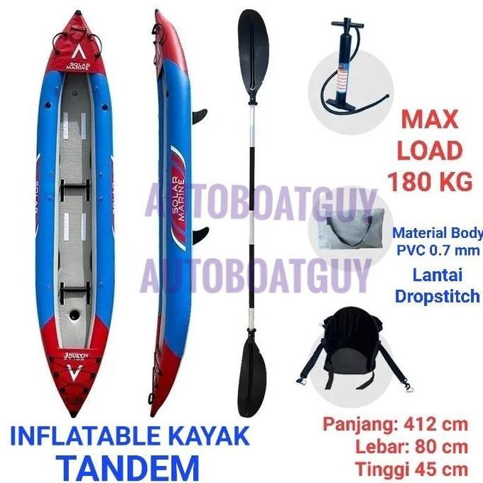 Inflatable Kayak Tandem (Kapasitas 2) Solar Marine Perahu Karet 412 Cm Co
