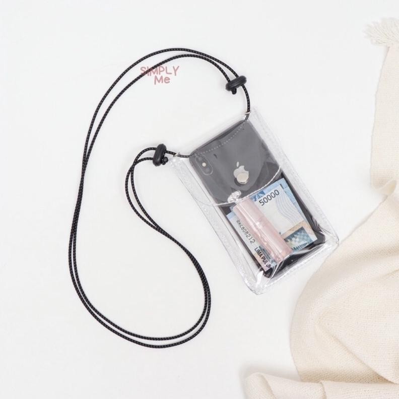 DOMPET HP PVC / GANTUNGAN HP TALI LEHER / TAS SELEMPANG HP PVC / TAS POCKET SLING BAG DiM