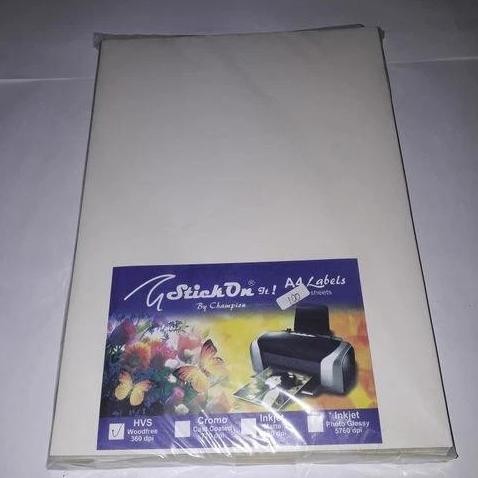 

Stiker Label Stick On A4 Hvs - 1 Pack Isi 100 Lembar Label Cetak