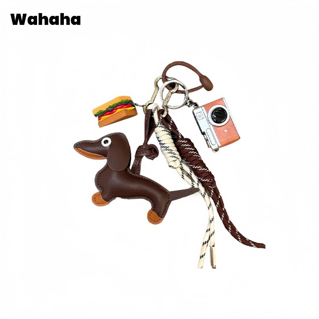 Gantungan Kunci Es Krim Coklat/Kamera Sandwich Anjing Dachshund Keychain/Liontin Anyaman/Gantungan K