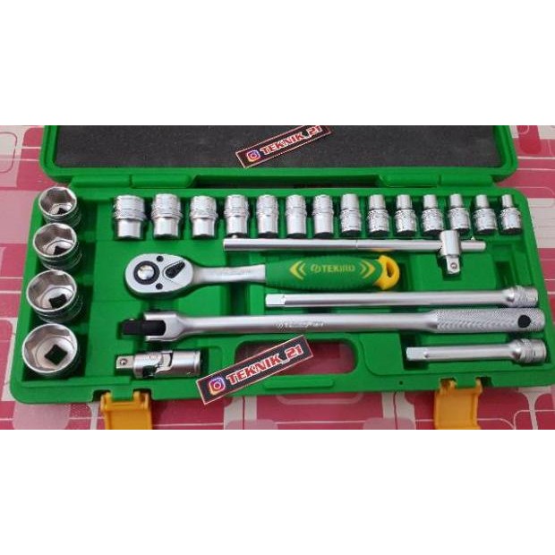 KUNCI SOCKET TEKIRO 24 PCS TEKIRO KUNCI SHOK 24 PCS BOX PLASTIK 8-32 MM kunci shok Tekiro 24 pcs