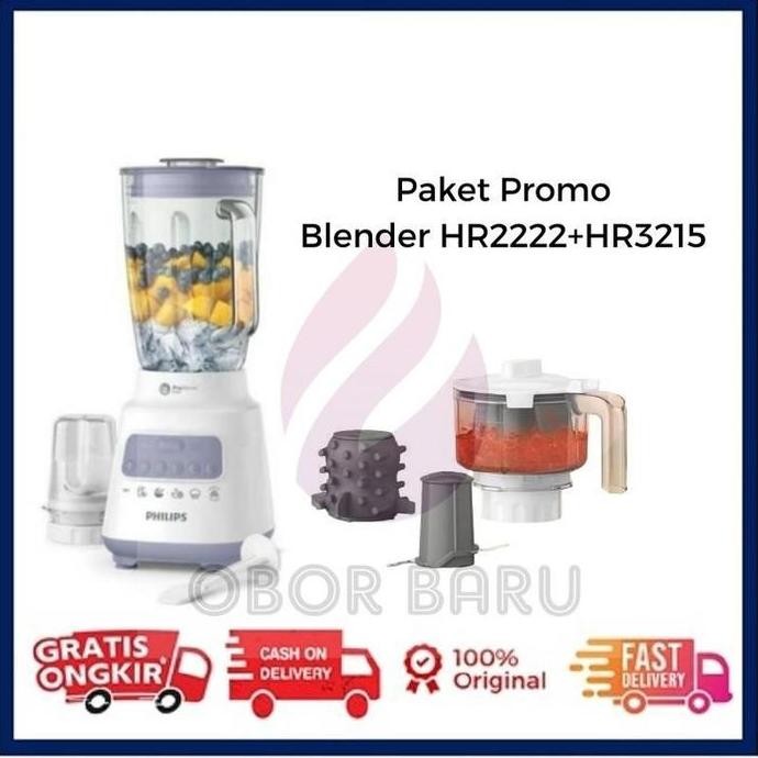 Paket Blender Philips Kaca HR2222 + Chopper Daging + Sambel Maker
