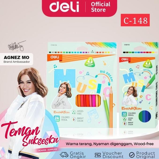 

Deli x Agnez Mo Pensil Warna 24 Warna C148 Crayon Anak Murah Berkualitas
