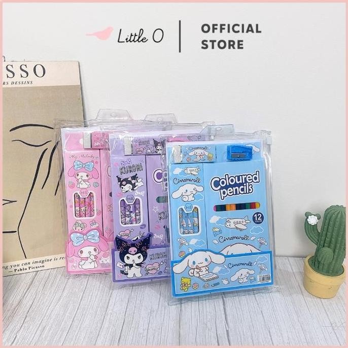 

5in1 Paket Belajar Mewarnai Sanrio Coloured Pencils Goodiebag Pensil Warna