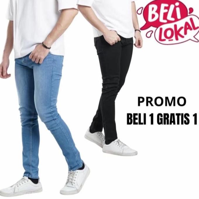 

[PAKET HEMAT] Celana Jeans Pria Panjang Slimfit Pensil Stretch Beli 1 Gratis 1 Dapat 2pcs