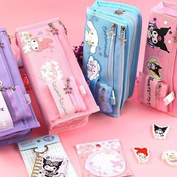 

Kuromi Kotak Pensil + Dompet Koin Stationery Multifungsi Anak