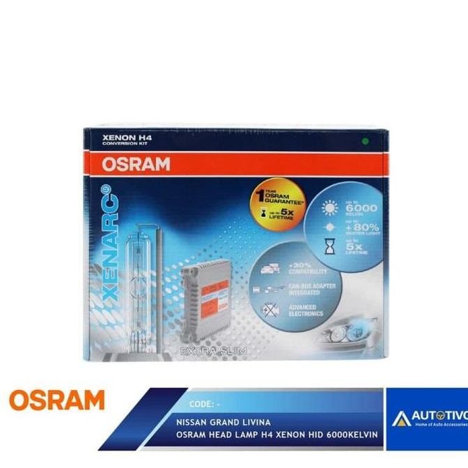 OSRAM Nissan Grand Livina Osram Lampu Depan (Head Lamp) Xenon HID H4 6