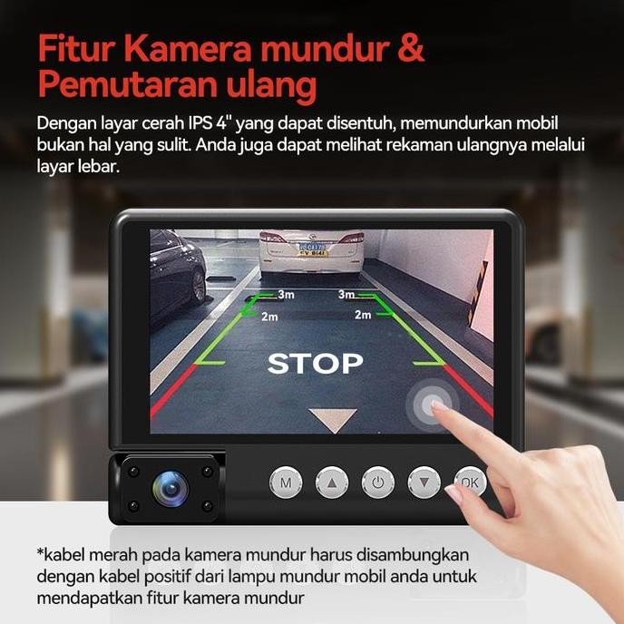 PROMO SPECIAL [G]CARGOOS T1 DASHCAM 3 KAMERA DENGAN LAYAR 4 INCH
