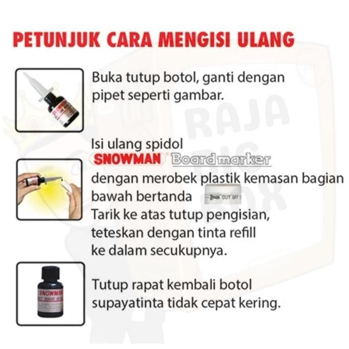 

Snowman Whiteboard Marker Black Blue Red Erasable Abg-12 Spidol Papan Tulis Hitam Biru Merah Abg-12 Box Lusin [12Pcs] New Stok