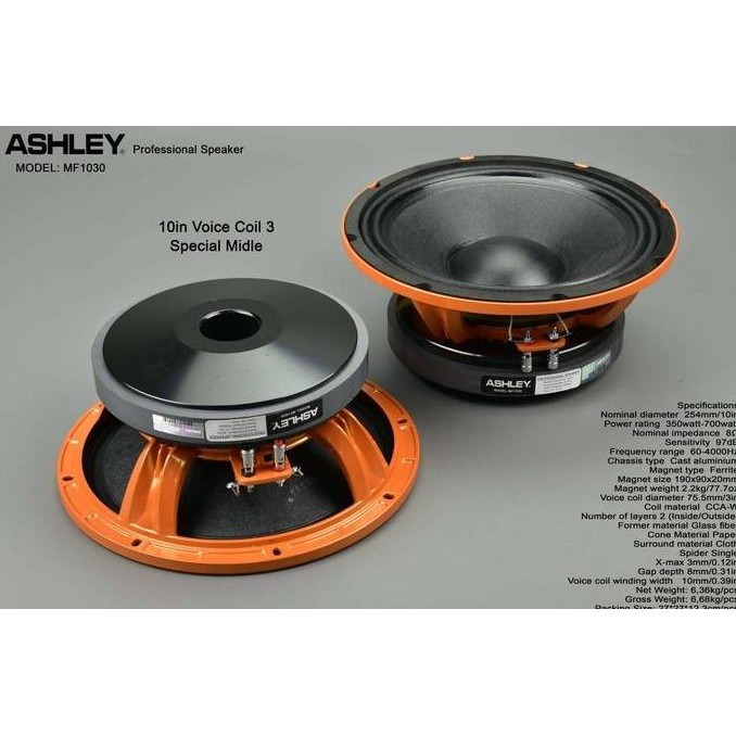 Ashley Mf1030 Speaker Komponen Mid Frequency 10 Inch Original Mf 1030