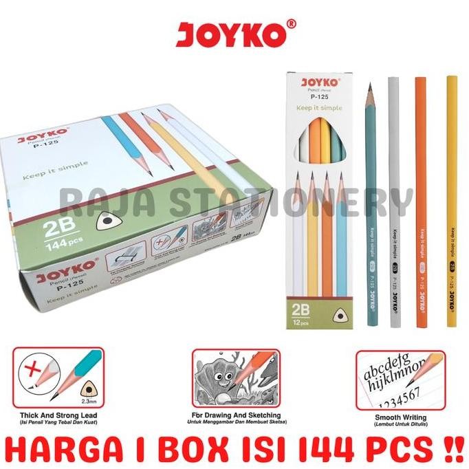 

JOYKO Pensil Kayu 2B Pastel P125 Pensil Ujian Komputer P-125 Grosir Box 144 PCS Stationery